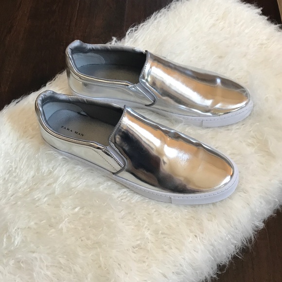 mens metallic silver shoes